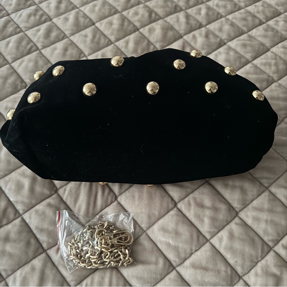 Maeve Black Velvet Clutch with Gold Studs - Picture 6 of 7